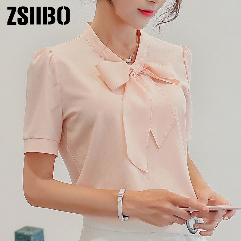 2019 Summer Women Short Sleeve Blouse Cross Borders Ladies Chiffon Shirt Korean style moda italiana mujer Female Clothing Gia