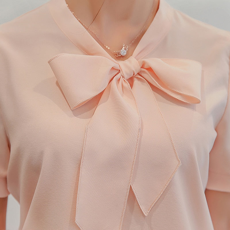 2019 Summer Women Short Sleeve Blouse Cross Borders Ladies Chiffon Shirt Korean style moda italiana mujer Female Clothing Gia