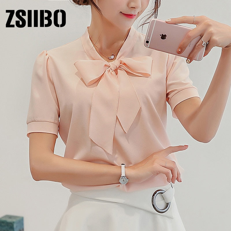 2019 Summer Women Short Sleeve Blouse Cross Borders Ladies Chiffon Shirt Korean style moda italiana mujer Female Clothing Gia