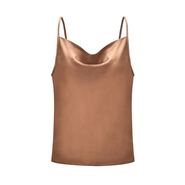 Blouse Shirts Women 2019 Summer Boho Silk Shirt Sleeveless Sling Vest satin Top Tee Casual Shirt Plus Size Ladies Clothing