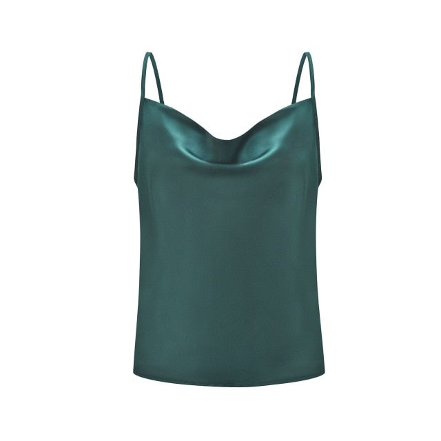 Blouse Shirts Women 2019 Summer Boho Silk Shirt Sleeveless Sling Vest satin Top Tee Casual Shirt Plus Size Ladies Clothing
