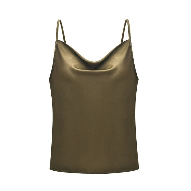 Blouse Shirts Women 2019 Summer Boho Silk Shirt Sleeveless Sling Vest satin Top Tee Casual Shirt Plus Size Ladies Clothing