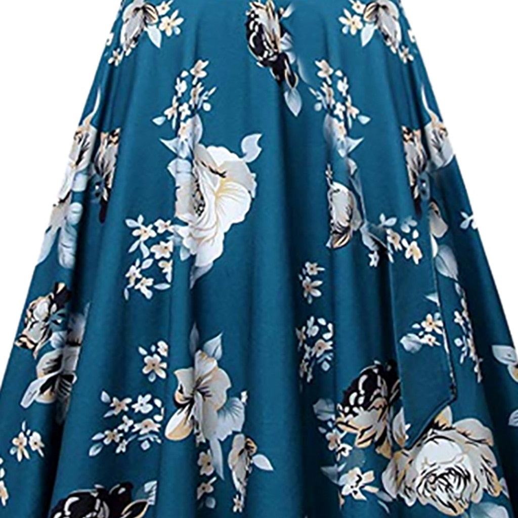 JAYCOSIN 2019 New Summer Women Dresses Sexy Blue Short Sleeve Cross V-Neck Vintage Elegant Draped A-Line jersey Sundress 9042936