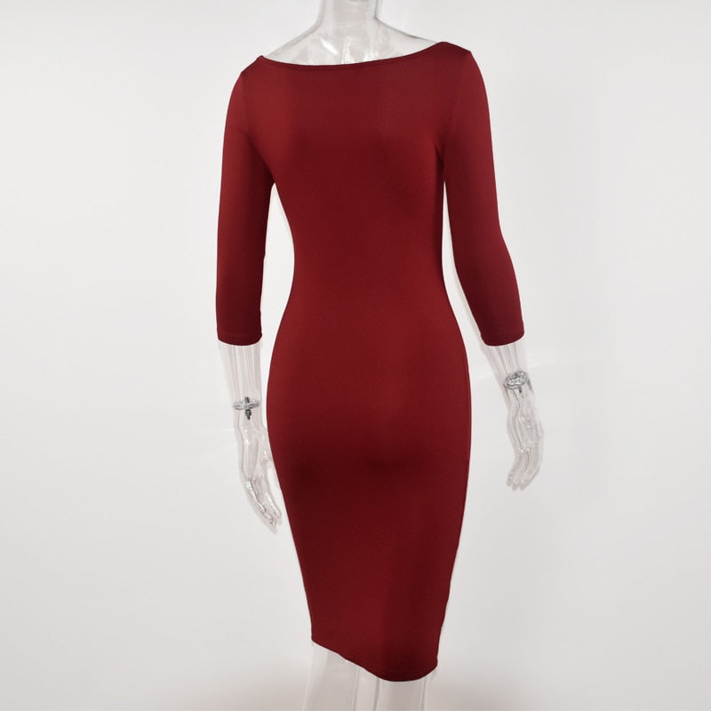Lossky Women Sexy Club Low Cut Bodycon Dress Red Velvet Sheath 2020 Burgundy Fashion Black Pure Spring pencil dresses for office
