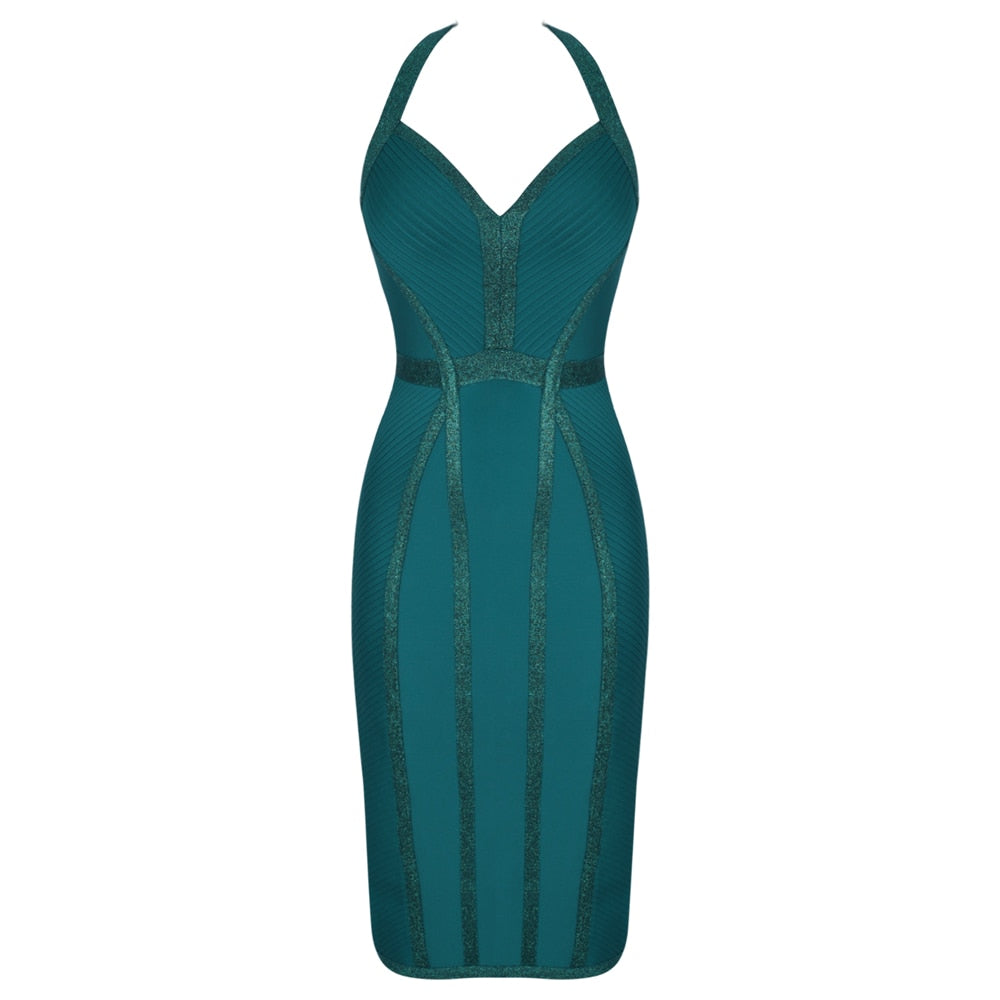 Ocstrade Green Bandage Dress 2020 Women Fashion Halter Backless Sexy Bandage Dress Bodycon Celebrity Evening Club Party Dress
