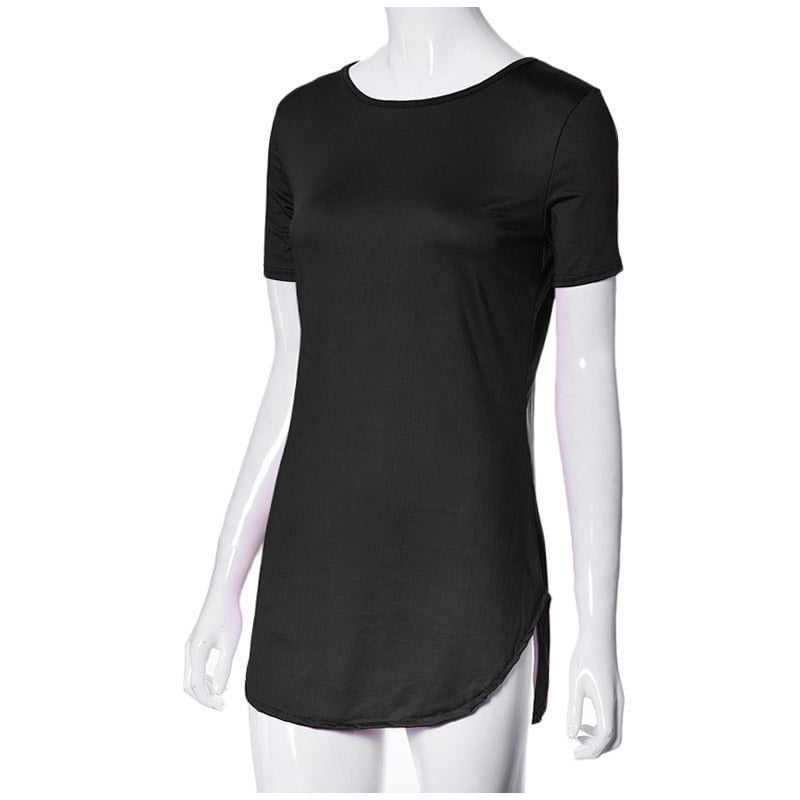 Sexy Women Tops  Party dress-shirt Short Sleeve Side Slit Casual T Shirt for womenL Short Dress Female summer Mini Dress vestido