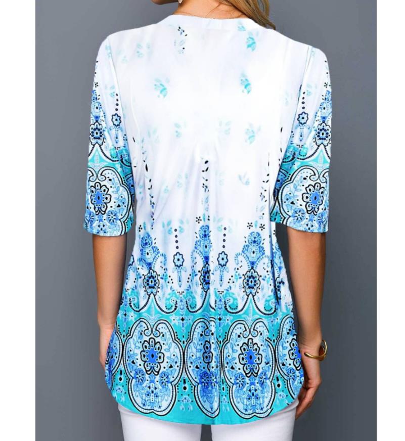 Shirt Fashion 2020 Large Size Tops Women  Casual V Neck Shirt Ladies Blouse Loose Floral Print Tunic Shirt