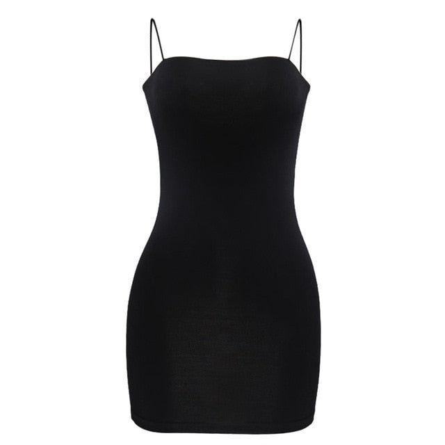 Summer Black Sexy Dress Women Clothes 2019 Sexy Solid Sleeveless Spaghetti Strap Bandage Dress Gothic Bodycon Dress vestidos