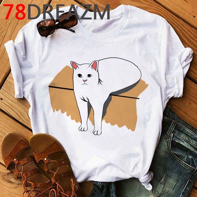 Summer Top Funny Cat T Shirt Women Kawaii Kittens T-shirt Plus Size Women Cute Graphic Tees Unisex Oversized Tee Shirt Female