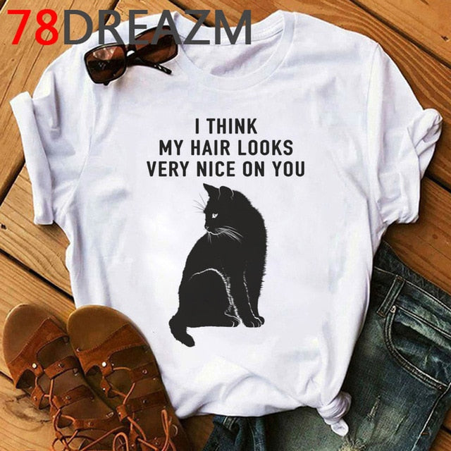 Summer Top Funny Cat T Shirt Women Kawaii Kittens T-shirt Plus Size Women Cute Graphic Tees Unisex Oversized Tee Shirt Female