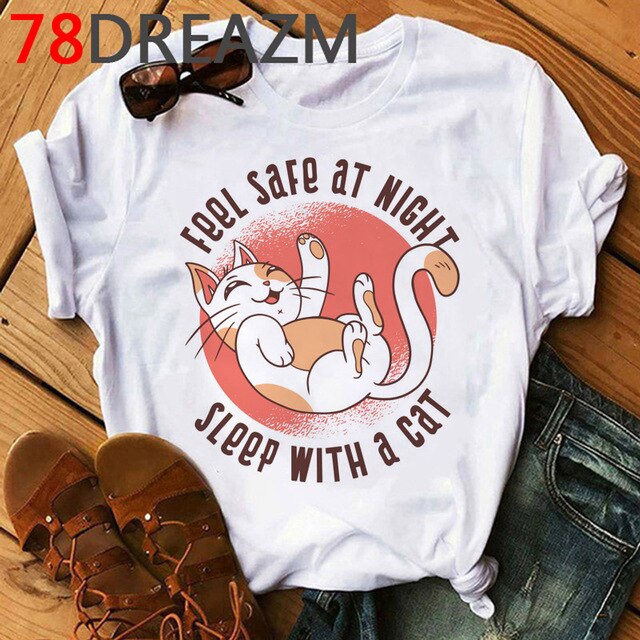 Summer Top Funny Cat T Shirt Women Kawaii Kittens T-shirt Plus Size Women Cute Graphic Tees Unisex Oversized Tee Shirt Female