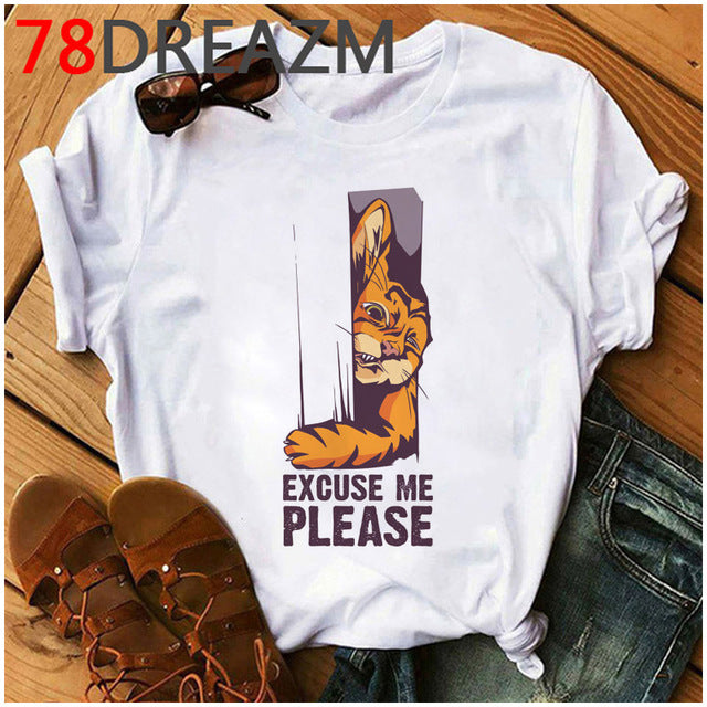 Summer Top Funny Cat T Shirt Women Kawaii Kittens T-shirt Plus Size Women Cute Graphic Tees Unisex Oversized Tee Shirt Female