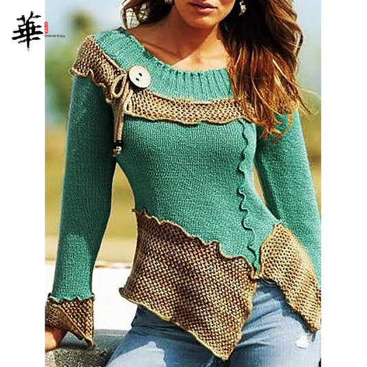 Vintage Autumn Women Sweater Jumper O-neck Long Sleeve Slim Laides Sweaters and Pullovers Winter Knitted Femme Tops