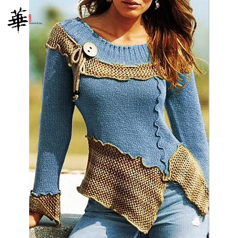 Vintage Autumn Women Sweater Jumper O-neck Long Sleeve Slim Laides Sweaters and Pullovers Winter Knitted Femme Tops