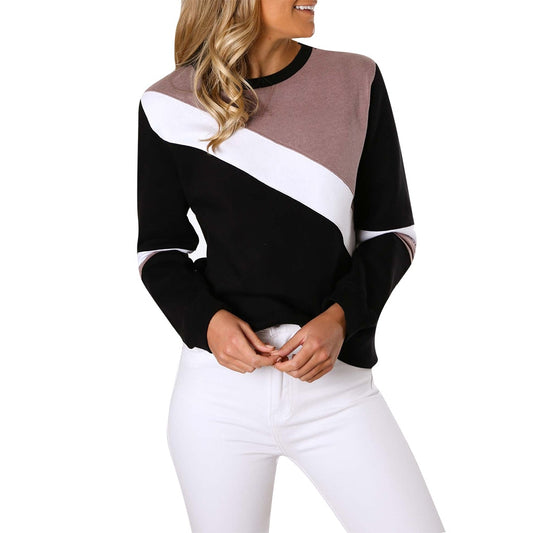 Womens Autumn Blouse Womens Fashion Casual Patchwork Long Sleeve Top Blouse Winter High Quality Blouses Girl 731