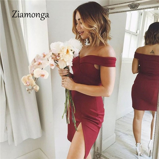 Ziamonga Women Autumn Dress 2017 Winter Black Red Off Shoulder Backless Tunic Party Dress Sexy Robe Femme Bodycon Bandage Dress